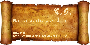 Maszalovits Oszlár névjegykártya